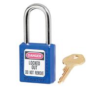 Master Lock Cadenas de consignation 410BLU – Thermoplastique bleu, anse 3,8 x 2 cm