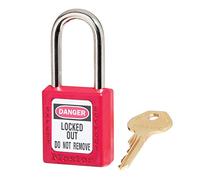 Master Lock 410RED Cadenas de Consignation en Thermoplastique pour Installations Mécaniques, Rouge, Anse 3,8 x 2 cm