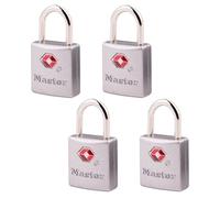Master Lock 4683Q Lot de 4 cadenas en laiton à clé approuvée TSA pour bagages, sacs à dos, valises à fermeture éclair