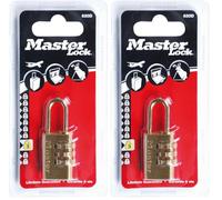 Master Lock 620EURD Cadenas à Combinaison à 3 Chiffres en Aluminium et Finition Laiton, Doré, 5,6 x 3 x 1,4 cm (Lot de 2)
