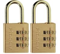 Master Lock 630EURD Cadenas à Combinaison à 3 Chiffres en Aluminium et Finition Laiton, Doré, 6,5 x 3 x 1,5 cm (Lot de 2)