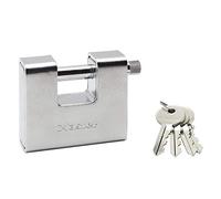 Master Lock 680EURD Cadenas Rectangulaire en Zinc à Clé, Gris, 8 x 9,5 x 2,9 cm