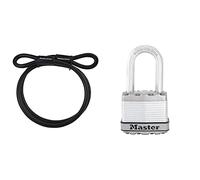 Master Lock 72EURD + M1EURDLFCC 4,5 m câble antivol avec double boucle + Cadenas en acier laminé à clé