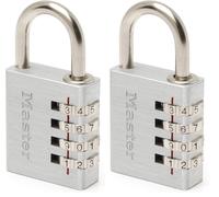 Master Lock 7640EURD Cadenas à Combinaison Programmable en Aluminium, gris, 4 x 7,8 x 1,5 cm (Lot de 2)