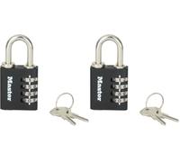 Master Lock 7641EURDBLK Cadenas à combinaison et e secours pour un usage intérieur, 78 x 40 x 16 mm (Lot de 2)