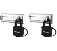Master Lock 7804704EURD Pack Comprenant un Moraillon de Porte et un Cadenas à Clé, Noir (Lot de 2)