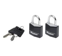 Master Lock 9130EURTBLK Lot de 2 Cadenas n Aluminium Massif, noir, 3 x 5,2 x 1,6 cm