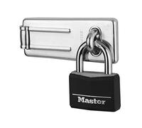 Master Lock 9140703EURDBLK Pack Comprenant un Moraillon de Porte et un Cadenas à Clé, Noir