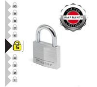 Master Lock Cadenas en aluminium brossé 40 mm – Anse Ø 6 mm, 4 clés incluses