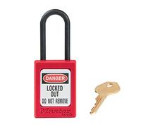 Master Lock Cadenas de consignation Zenex™ thermoplastique diélectrique rouge, 35 mm de large avec anse en nylon de 38 mm, système sans retenue de clé, s'entrouvrant
