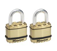 Master Lock Cadenas Excell M1BEURT 45 mm – Acier laminé, finition laiton – Extérieur – Pack de 2