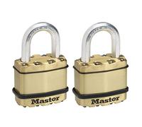 Master Lock Cadenas haute sécurité [A cier laminé + Finition Laiton] [Extérieur] [Pack de 2] M1BEURT - idéal pour les Remises, les Garages, les Clôtures et les portails