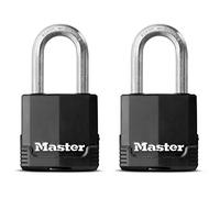 Master Lock Cadenas haute sécurité [A cier laminé Recouvert] [Extérieur] [Anse M] [Pack de 2] M115EURTLF - idéal pour les Remises, les Garages, les Clôtures et les portails