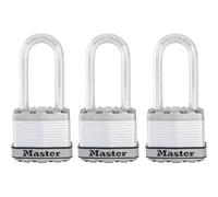 Master Lock Cadenas Haute Sécurité [A cier Laminé] [Extérieur] [Anse L] [Pack De 3] M1eurtrilh - Idéal Pour Les Remises, Les Garages, Les Clôtures Et Les Portails