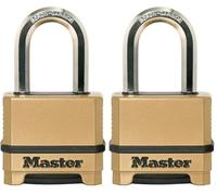 Master Lock Cadenas haute sécurité [Combinaison] [Zinc] [Anse L] [Extérieur] M175EURDLF - idéal pour les espaces de rangement, les Remises, les Garages, les Remorques, (Lot de 2)