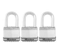 Master Lock - Cadenas M5EURTRILF - Très haute sécurité, acier laminé, anse M - Pack de 3