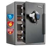 Master Lock Coffre Fort Anti Feu et Etanche à code et clef, triple protection - vol, incendie et inondation, Combinaison Electrique et Clef, 56,6 L, 60.3 x 47.2 x 49.1 cm