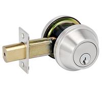 Master Lock DSCHDD32D Pêne dormant robuste à double cylindre de grade 2 avec butée de bosse, finition chrome brossé