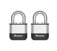 Master Lock Elite¿ Cadenas innovant nouvelle génération, en acier laminé haute résistance de 52 mm - anse en acier au bore trempé de 25 mm - 2 clés - Pack de 2