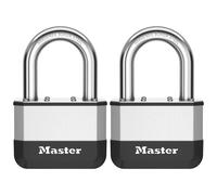 Master Lock Elite¿ Cadenas innovant nouvelle génération, en acier laminé haute résistance de 67 mm - anse en acier au bore trempé de 38 mm - 2 clés - Pack de 2