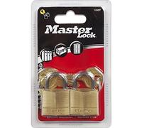 Master Lock Lot de 2 Cadenas en laiton pour cave, malle, vestiaire, 30mm avec serrure à clé Or 130EURT