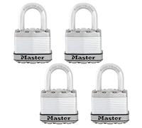 Master Lock M1XQCCSEN Lot de 4 cadenas en acier laminé Magnum de 3,5 cm de large, diamètre de 1,6 cm, dégagement de la manille, manille de 2,5 cm