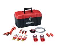 Master Lock S1117ES31KA Boîte de Consignation pour Consignation Électrique contenant 3 Cadenas Thermoplastiques, 1 Câble, 2 Crochets, 6 Bloque-Disjoncteurs