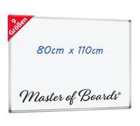 Master of Boards | Tableau Blanc magnétique avec Cadre en Aluminium et Porte-marqueurs | Effaçable à Sec | Idéal pour Un Usage Professionnel ou privé à la Maison | Blanc, 110 cm x 80 cm