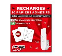 MASTER TRAP BY FAVEX - Lot de 10 recharges pour piège lumineux insectes volants Master Trap - Protection mites, mouches à fruits, moucherons - 10 papiers autocollants - Protection 20 semaines