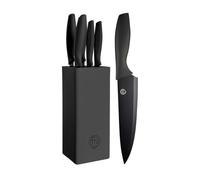MasterChef Couteaux de Cuisine avec Bloc, Contient : Couteau d'Office Universel, Couteau à Viande et Pain, Couteau de Chef, Acier Inoxydable, Manche Ergonomique, Noir, Toucher Doux