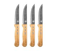 MasterChef Lot de Couteaux à Steak, 4 Pièces, en Acier Inoxydable Lame de 12,5 cm, Couteau de Table, Manche Riveté en Bois d'Acacia