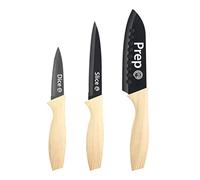 MasterChef Set Couteau Cuisine, Couteaux compris Couteau d'office, Couteau Universel et Couteau de Chef, Acier Inoxydable, Revêtement Antiadhésif, Manche Ergonomique, 3 Pièces, Aspect Bois