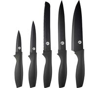 MasterChef Set Couteau Cuisine, Couteaux compris Couteau d'Office, Universel, Couteau à Pain et Couteau de Chef, Acier Inoxydable, Revêtement Antiadhésif, 5 Pièces, Manche Ergonomique
