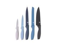MasterChef Set Couteau Cuisine, Couteaux compris le Hachoir, Office, Chef, Legume & Eplucheur, Set Noir Inox avec Poignées Confortables, Collection Antirouille, Azure, 5 Pièces