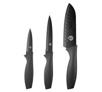 MasterChef Set Couteau Cuisine, Couteaux de Cuisine | compris Couteau d'office, Couteau Universel et Couteau de Chef, Inox, Antiadhésif, Manche Ergonomique, 3 Pièces
