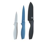 MasterChef Set Couteau Cuisine, Couteaux de Cuisine | compris Couteau d'office, Couteau Universel et Couteau de Chef, Inox, Antiadhésif, Manche Ergonomique, 3 Pièces