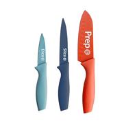 MasterChef Set Couteau Cuisine, Couteaux de Cuisine | compris Couteau d'office, Couteau Universel et Couteau de Chef, Inox, Revêtement Antiadhésif, Manche Ergonomique, 3 Pièces