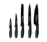 MasterChef Set Couteau Cuisine, Couteaux de Cuisine | compris Couteau d'Office, Universel, Couteau à Pain et Couteau de Chef, Inox, Antiadhésif, Manche Ergonomique, 5 Pièces