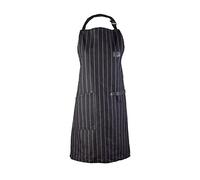MasterChef Tablier Cuisine Homme et Femme, Noir et Blanc Pinstripe, Coton, avec Poches, Anti Chaleur Jusqu'à 250°C, Sangle Réglable en cuir PU, Lavable en Machine, Unisexe