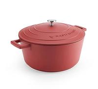MasterClass Casserole avec couvercle, grand modèle 5L/28 cm, en fonte d'aluminium légère, adaptée à la table de cuisson à induction et au four, rouge