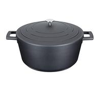 MasterClass Casserole avec couvercle, grand modèle 5L/28 cm, en fonte d'aluminium légère, compatible avec la plaque à induction et le four, noir