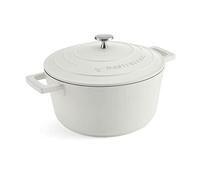 MasterClass Casserole avec couvercle, taille moyenne 4L/24 cm, en fonte d'aluminium légère, adaptée à la table de cuisson à induction et au four, crème