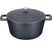 MasterClass Casserole avec couvercle, taille moyenne 4L/24 cm, en fonte d'aluminium légère, adaptée à la table de cuisson à induction et au four, noire