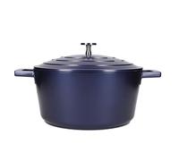 MasterClass Casserole moyenne avec couvercle 4 litres/24 cm, en fonte d'aluminium légère, adaptée à la plaque à induction et au four, bleue