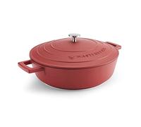 MasterClass Casserole peu profonde avec couvercle, casserole pour cuisinière, four et table, ultra légère, conduction thermique optimale, 4 l, rouge