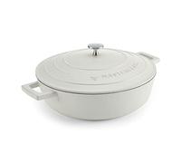 MasterClass Casserole peu profonde avec couvercle, casserole pour cuisinière, four et table, ultra légère, conduction thermique optimale, 4 L, crème