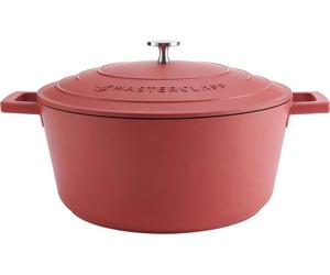 MasterClass Grande marmite avec couvercle 5 l/28 cm, fonte d'aluminium légère, convient pour l'induction, le four et la cuisinière, couleur rouge
