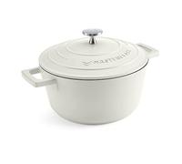 MasterClass Petite cocotte avec couvercle 2,5L/20 cm, en fonte d'aluminium légère, adaptée à la plaque à induction et au four, crème