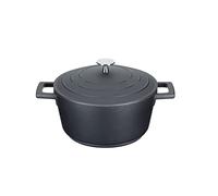 MasterClass Petite cocotte avec couvercle 2,5L/20 cm, en fonte d'aluminium légère, adaptée à la table de cuisson à induction et au four, noire