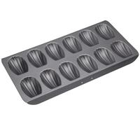 MasterClass Plaque À Madeleine Avec Antiadhésif PFOA, Acier Au Carbone Robuste De 1 mm, Moule À Gâteau À 12 Trous, 40 X 20 cm, Gris